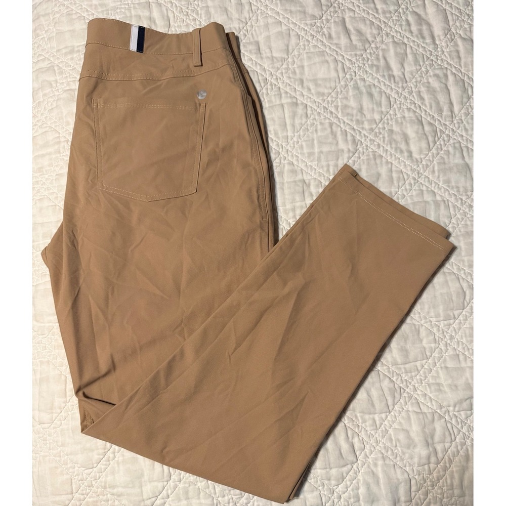 Rhoback Delta Performance Pants Mens 36x32 Khaki Tan Golf Chino Pocket Stretch